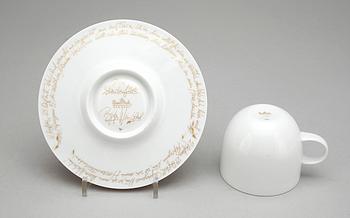 KAFFEKOPPAR MED FAT, 6 st, porslin, Björn Winbladh, "Die Zauberföte", Studio-line, Rosenthal.