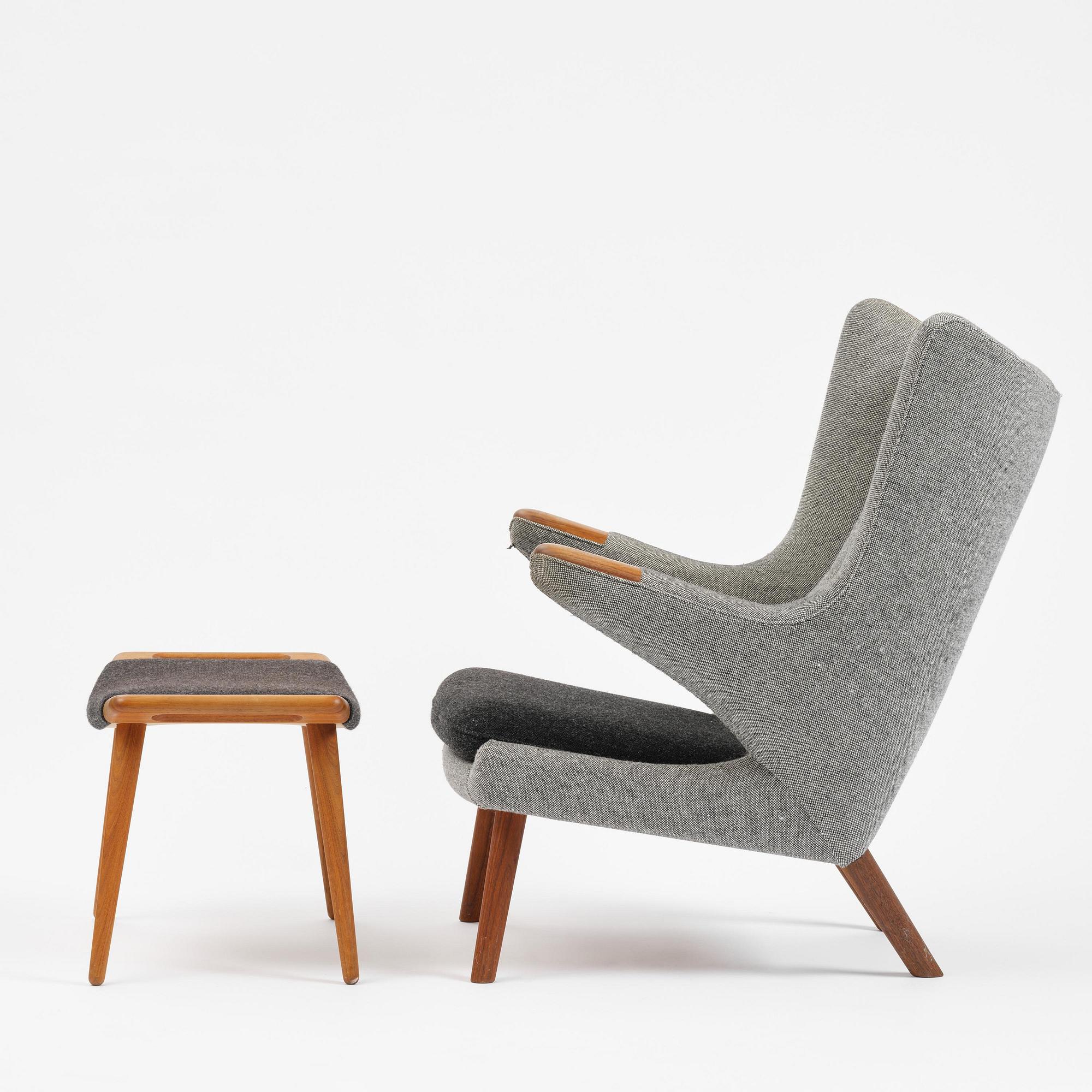 Hans J. Wegner, a "Bamse" (Papa Bear) armchair with ottoman, PP Møbler, Denmark.