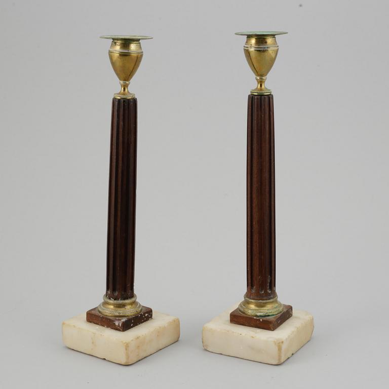 A pair of late Gustavian late 18th-century candlesticks.