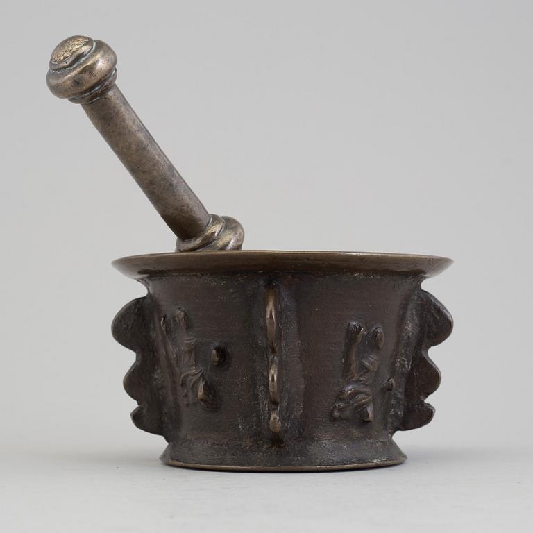 A bronze mortar possibly 16th century.