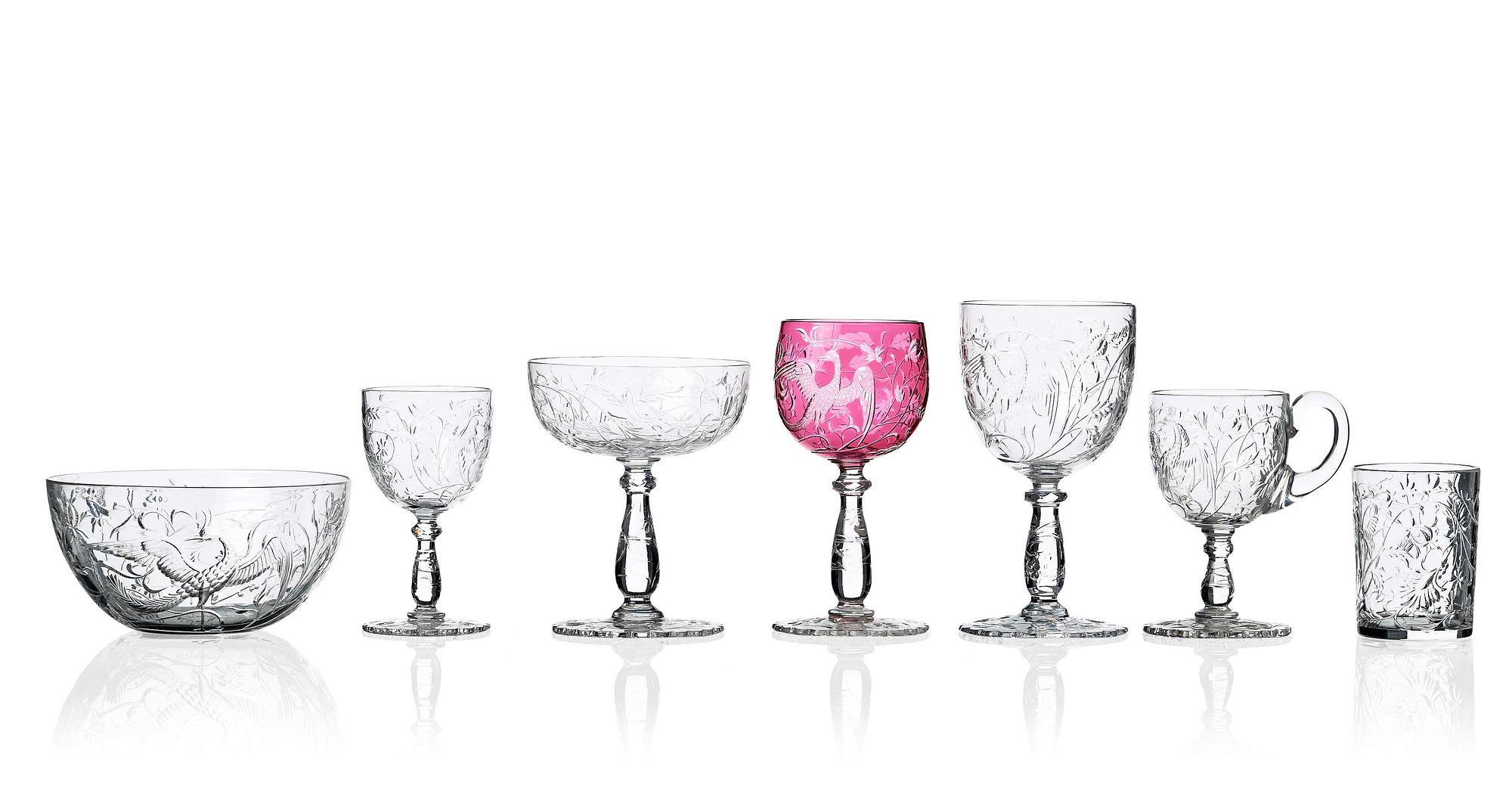 GLASSERVIS, 86 delar. Troligen Baccarat, omkring 1900.