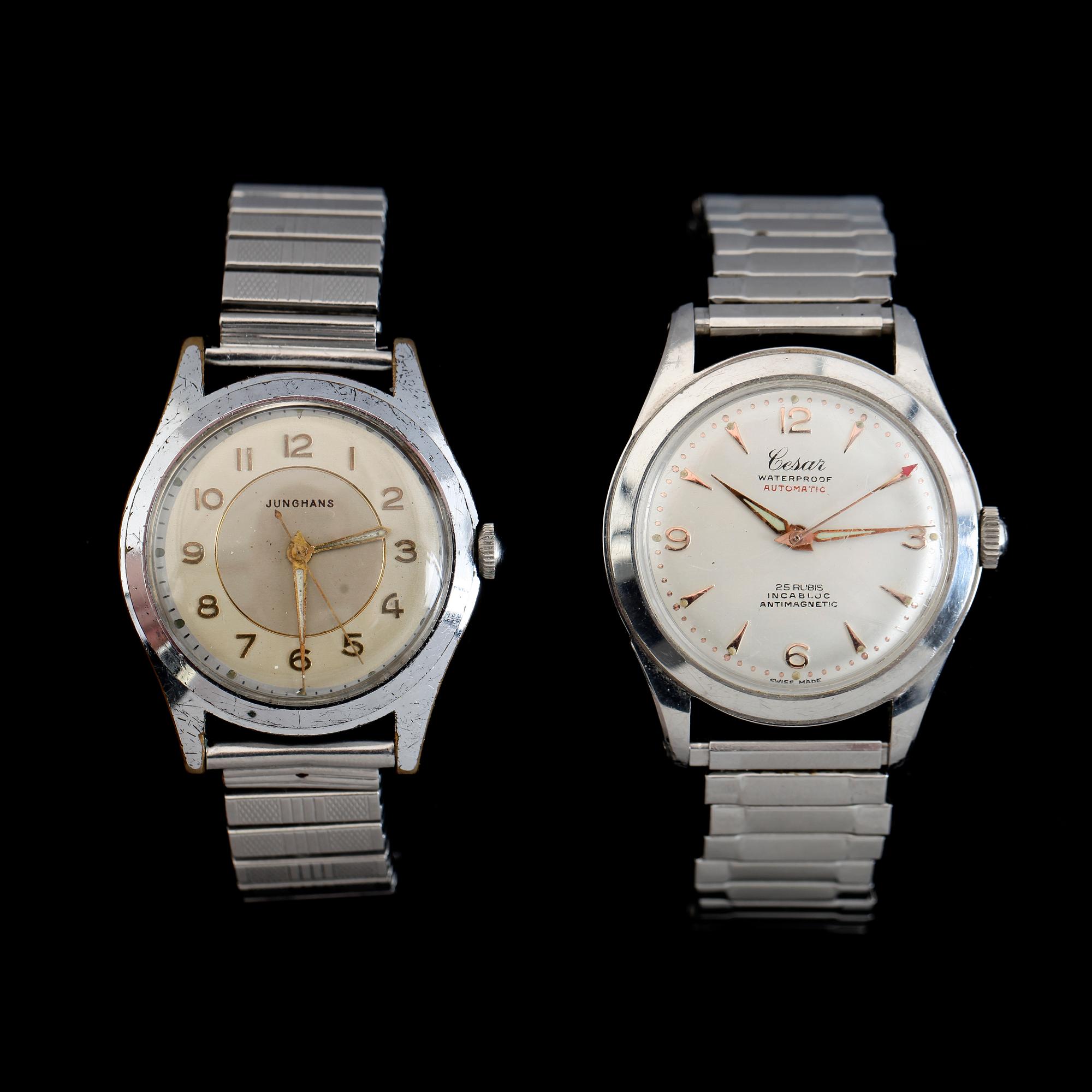 ARMBNADSUR, 2 st, stål, Junghans och Cesar.