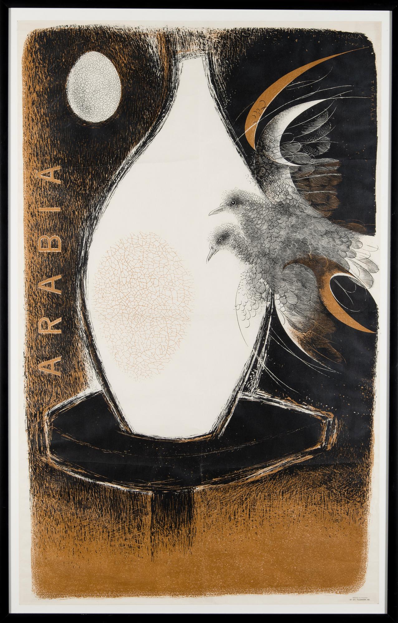 AFFISCH, litografi, signerad i plåten T. Wirkkala. Tryckt hos Oy Tilgmann Ab. Design 1950.