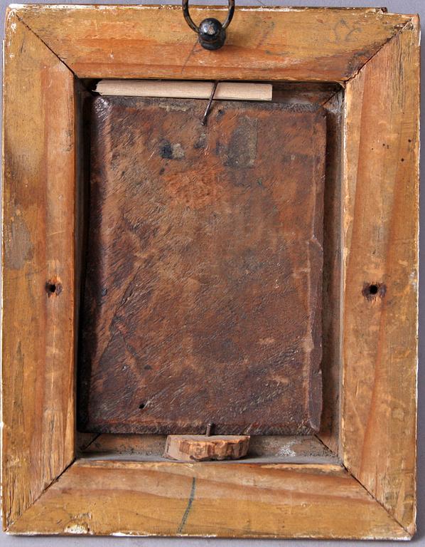 OKÄND KONSTNÄR, olja på pannå, 1700-tal.