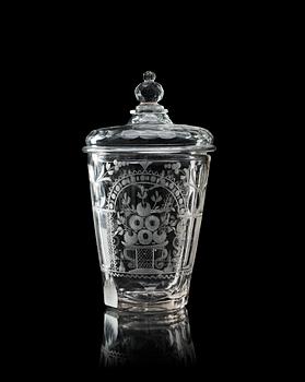 1381. A Bohemian beaker and cover, 18th/19th Century.