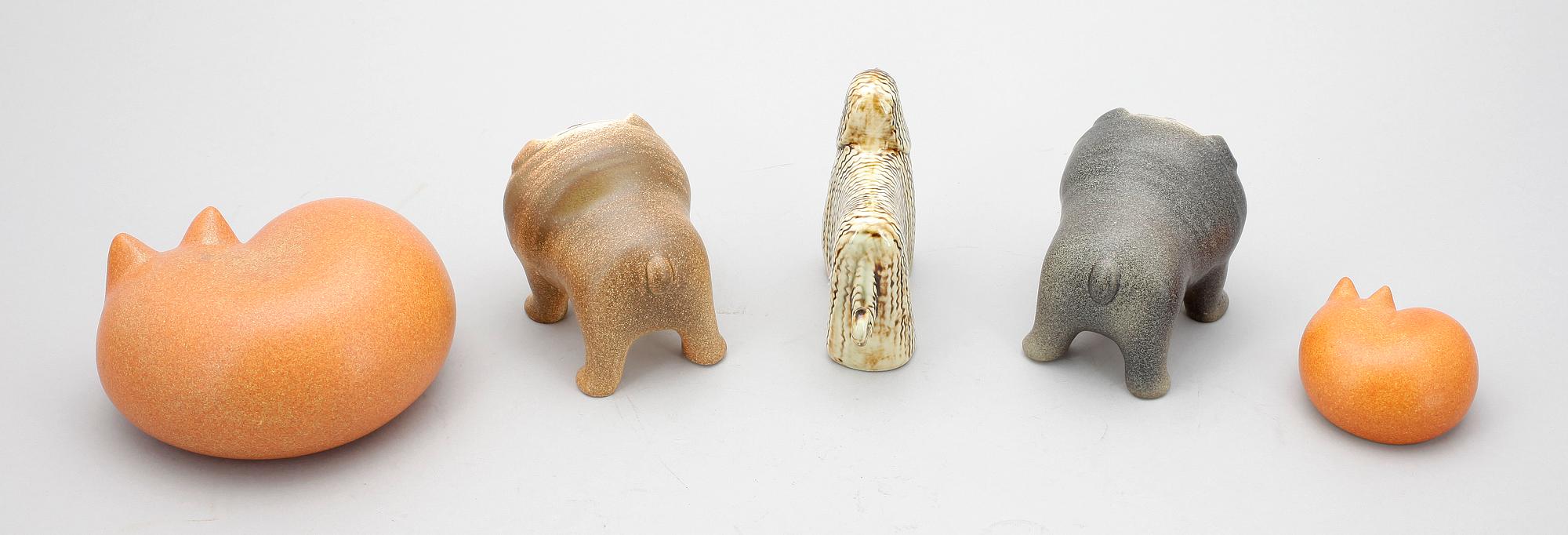 FIGURINER, 5 st, stengods, Lisa Larson Gustavsberg.