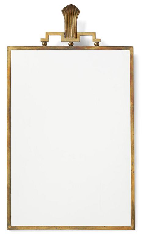 Lars Holmström, a Swedish Grace brass wall mirror, Arvika, 1920-30s.