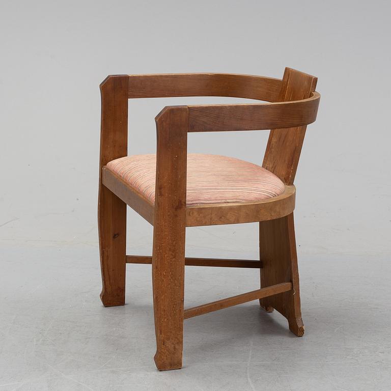 A pine armchair attributed to Carl Westman early 20th Century.