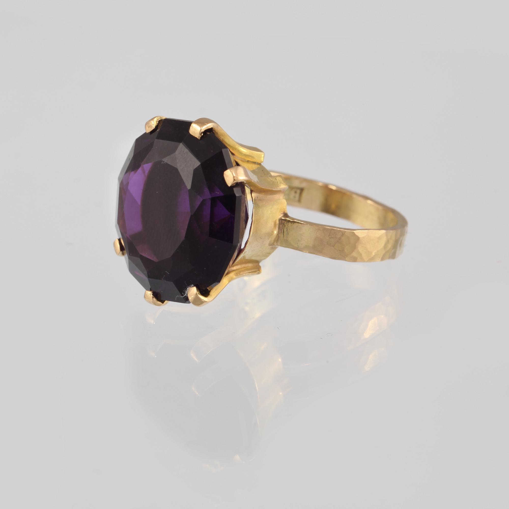RING, 18K guld med fasettslipad ametist, Bern Böhme, Göteborg. Vikt 12,7 gram.