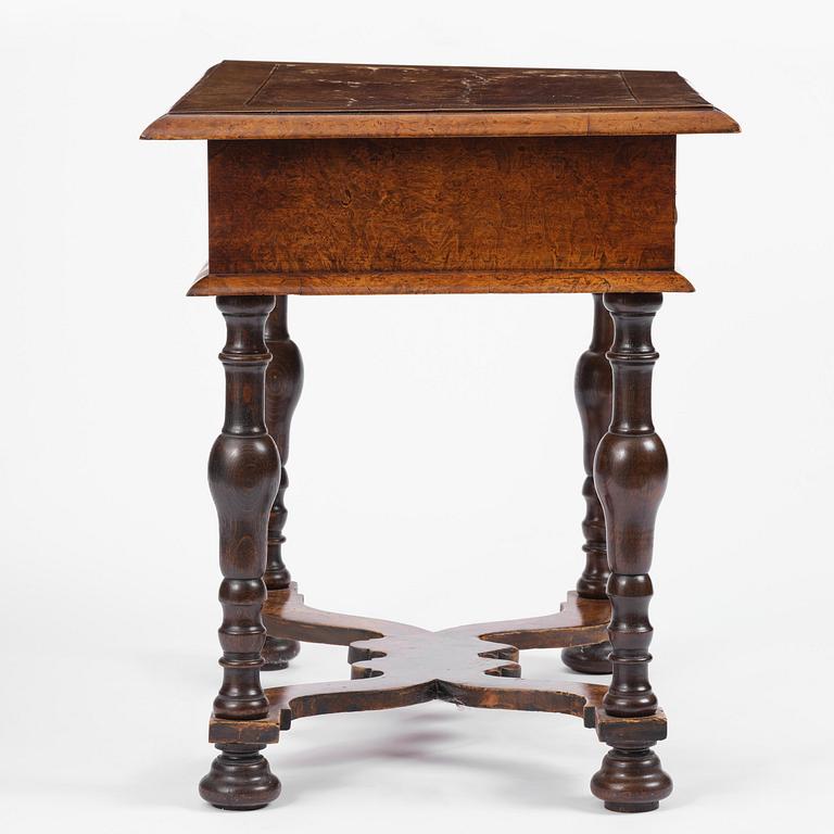 A Swedish late baroque burr-alder table, Stockholm, first part 18th century.