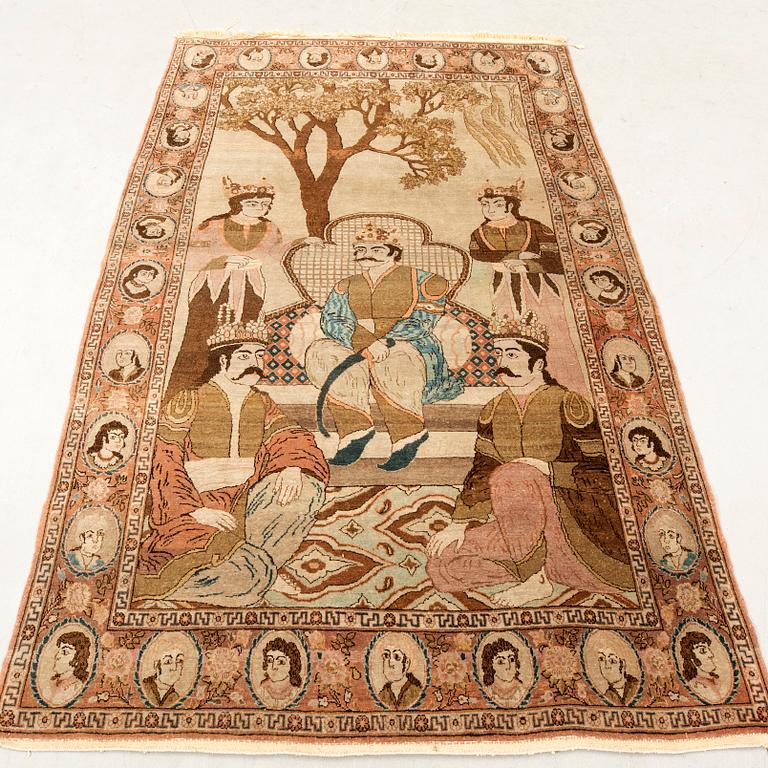 Rug Keshan figural old/semi-antique approx. 220x135 cm.