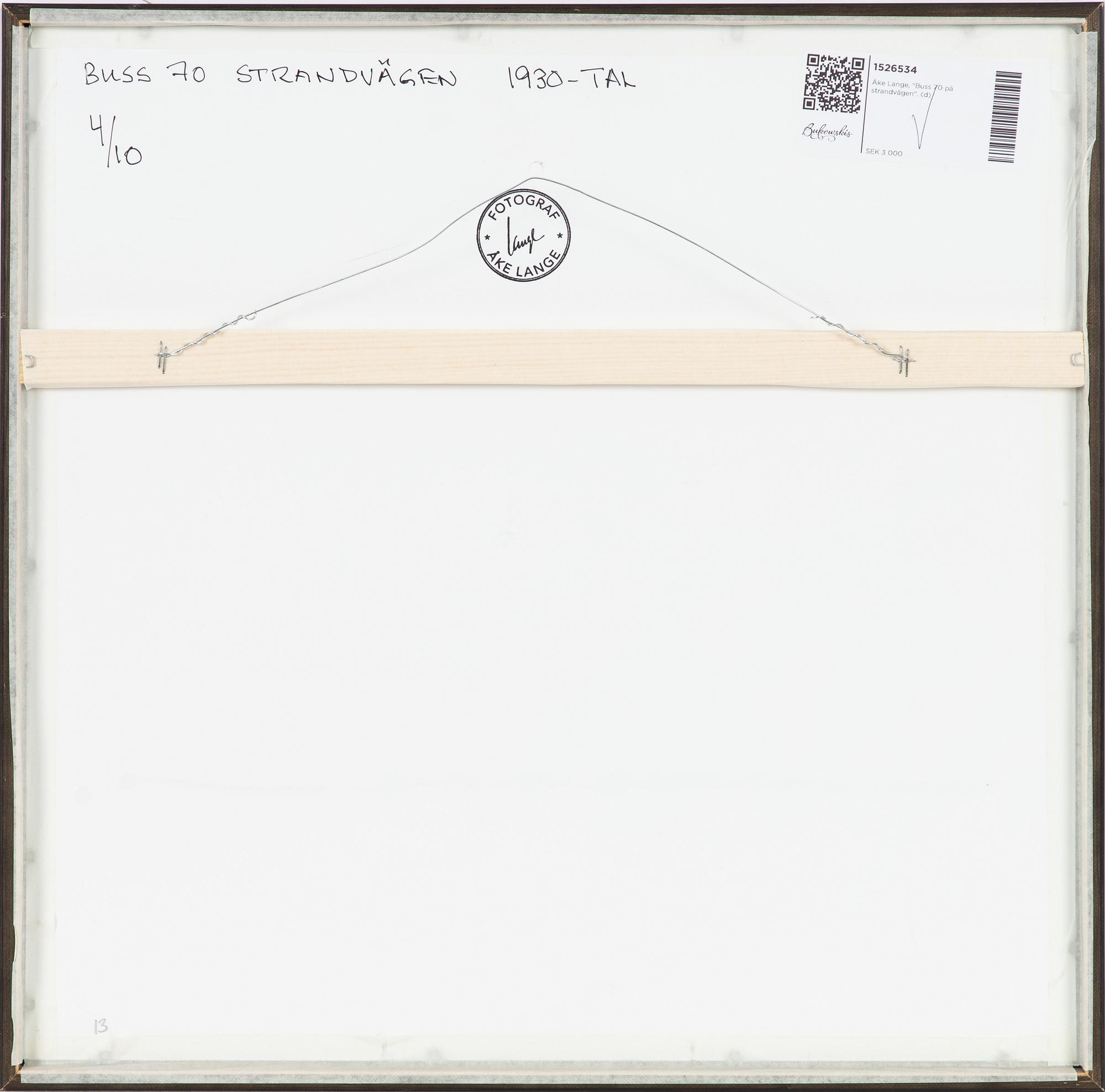 Åke Lange, "Buss 70 på Strandvägen 1930-tal".