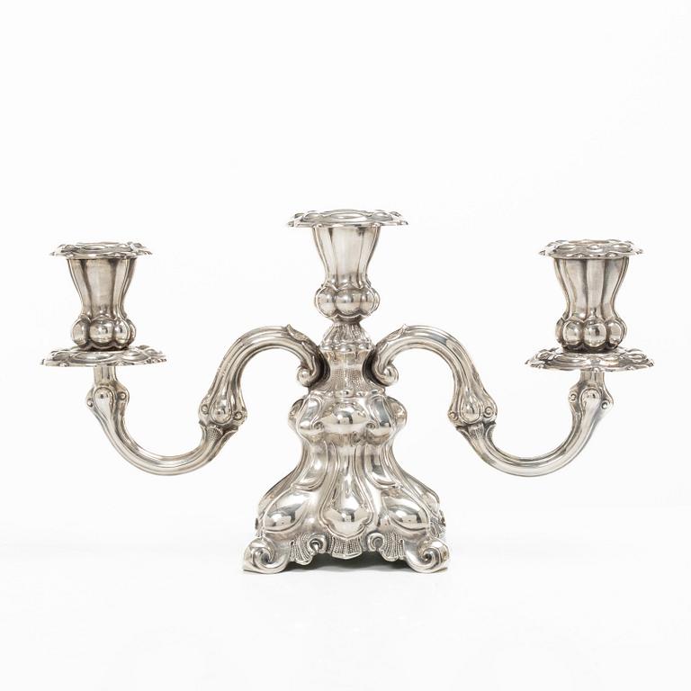 Kandelaber, silver, barockstil, Norge, 1900-tal, svensk importstämpel.