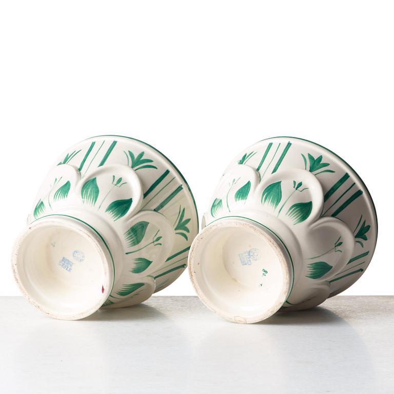 Arthur Percy, a pair of Swedish Grace creamware flower pots, 1920's-30's.