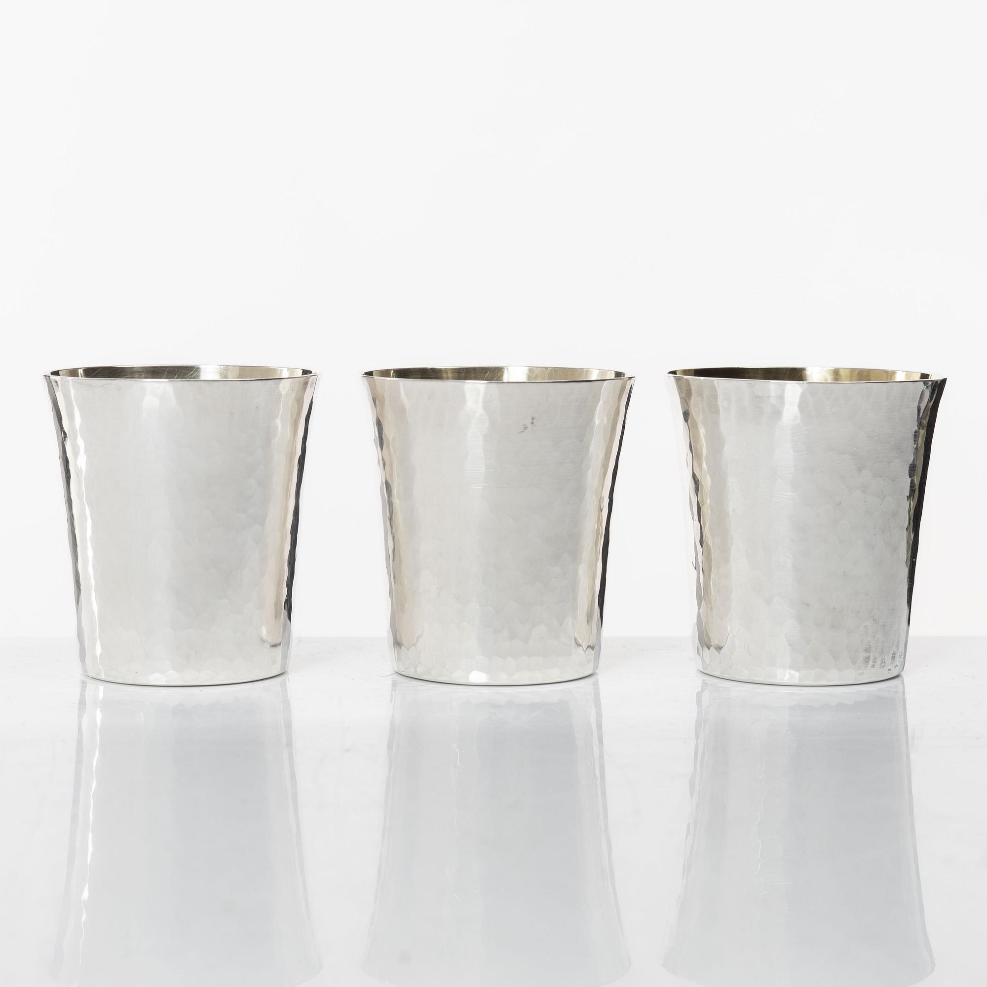 Six silver beakers, mark of Mema, Lidköping 1979.
