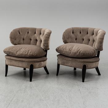 OTTO SCHULZ, a pair of velvet plush easy chairs "Schulz", Jio Möbler, Sweden, 21st century.