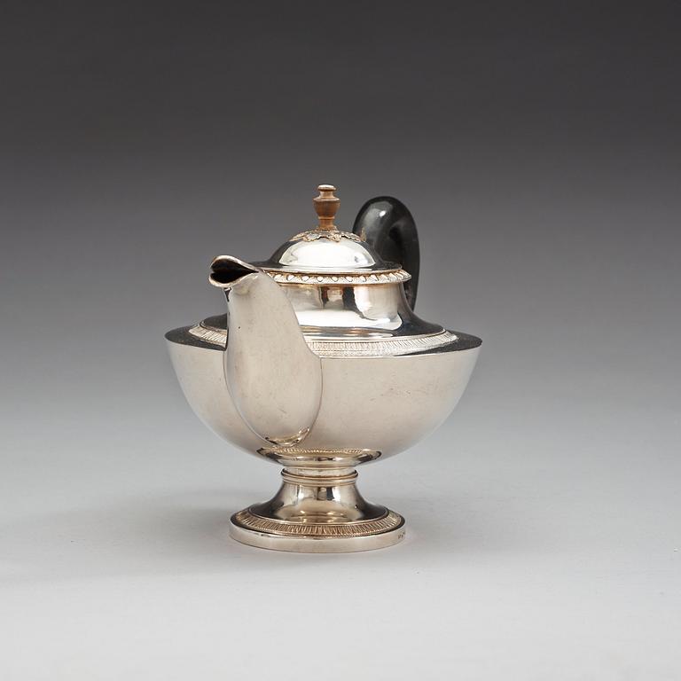 A Swedish 19th century silver tea-pot, marks of Gustaf Möllenborg, Stockholm 1828.