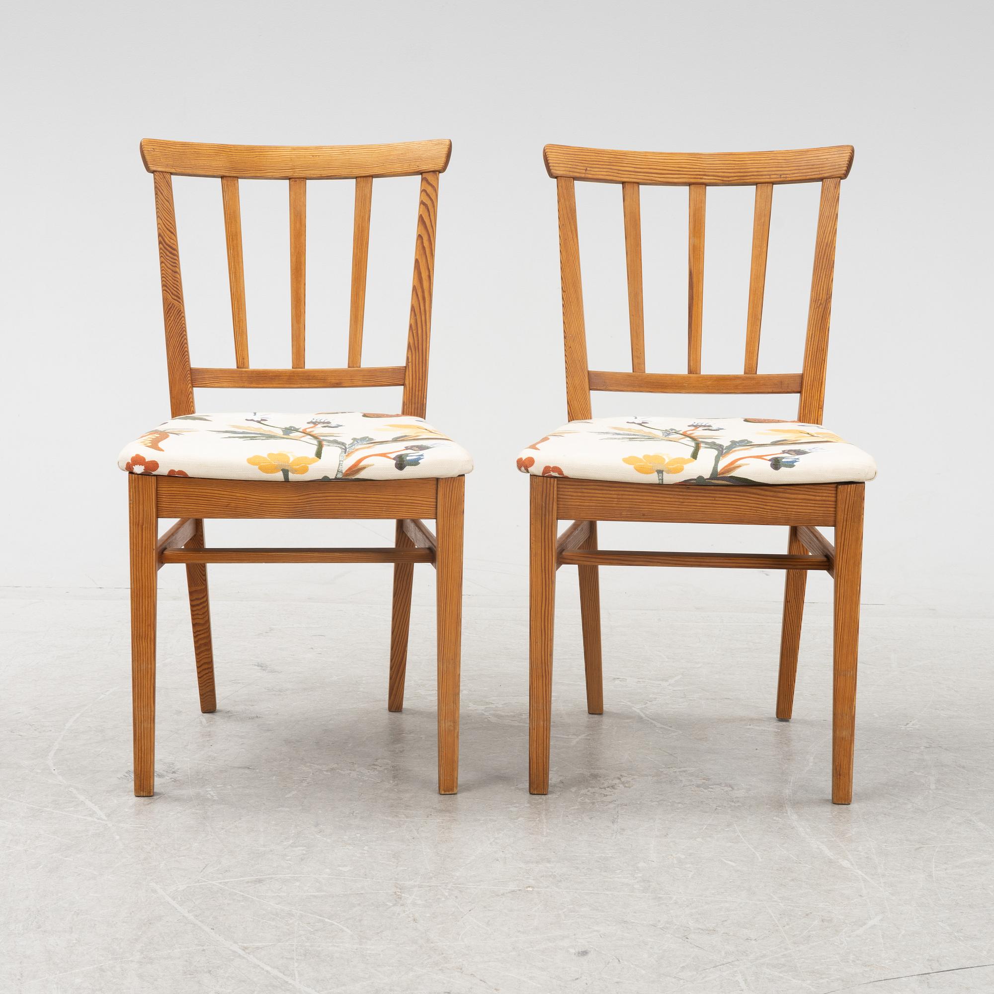 Carl Malmsten, two 'Själevad' chairs, Svensk Fur, mid 20th century.