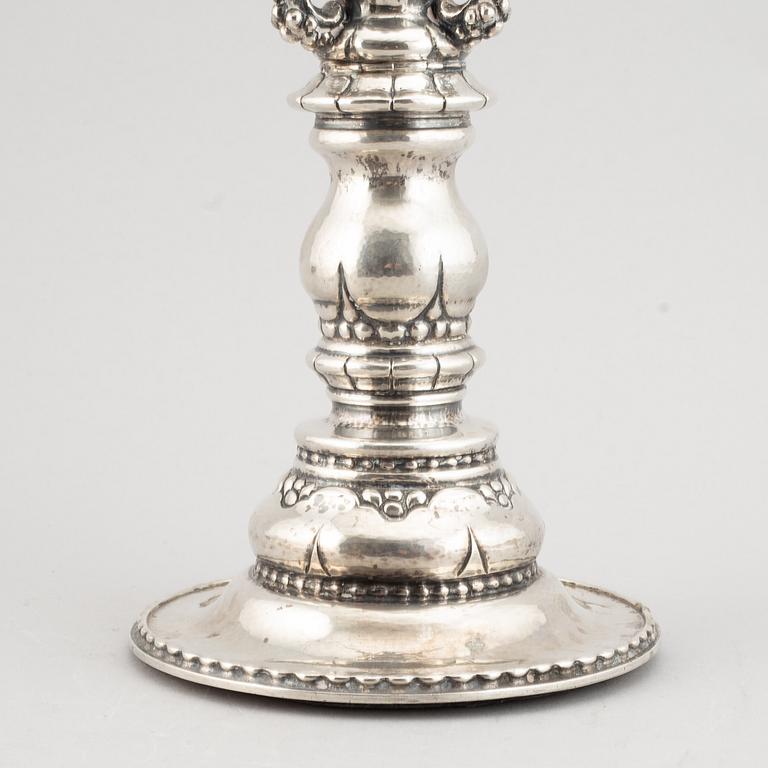 A Swedish silver table lamp, maker's mak CG Hallberg, Stockholm, 1923.