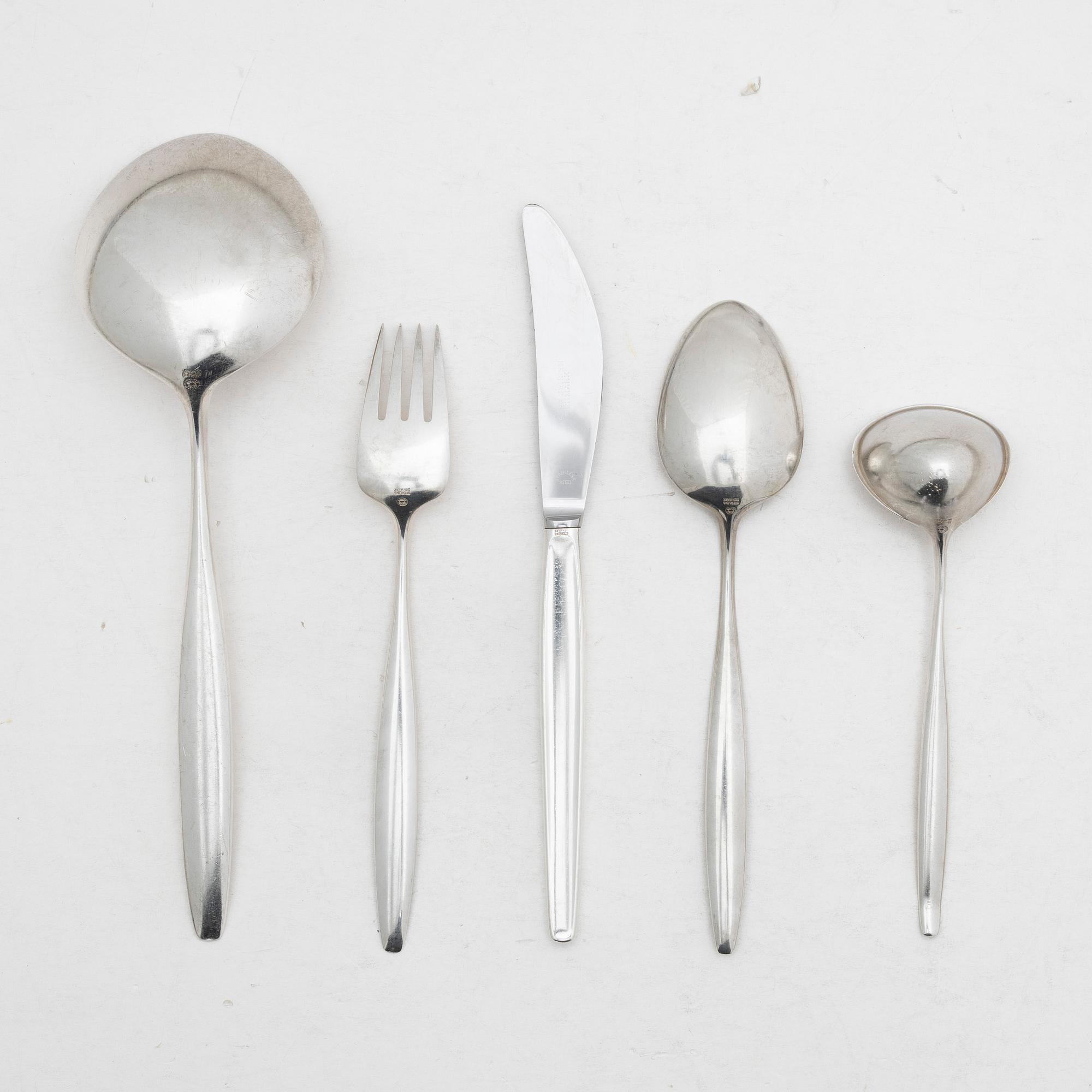 Tias Eckhoff, a 23-piece sterling silver flat ware set, 'Cypress', Georg Jensen, Denmark.