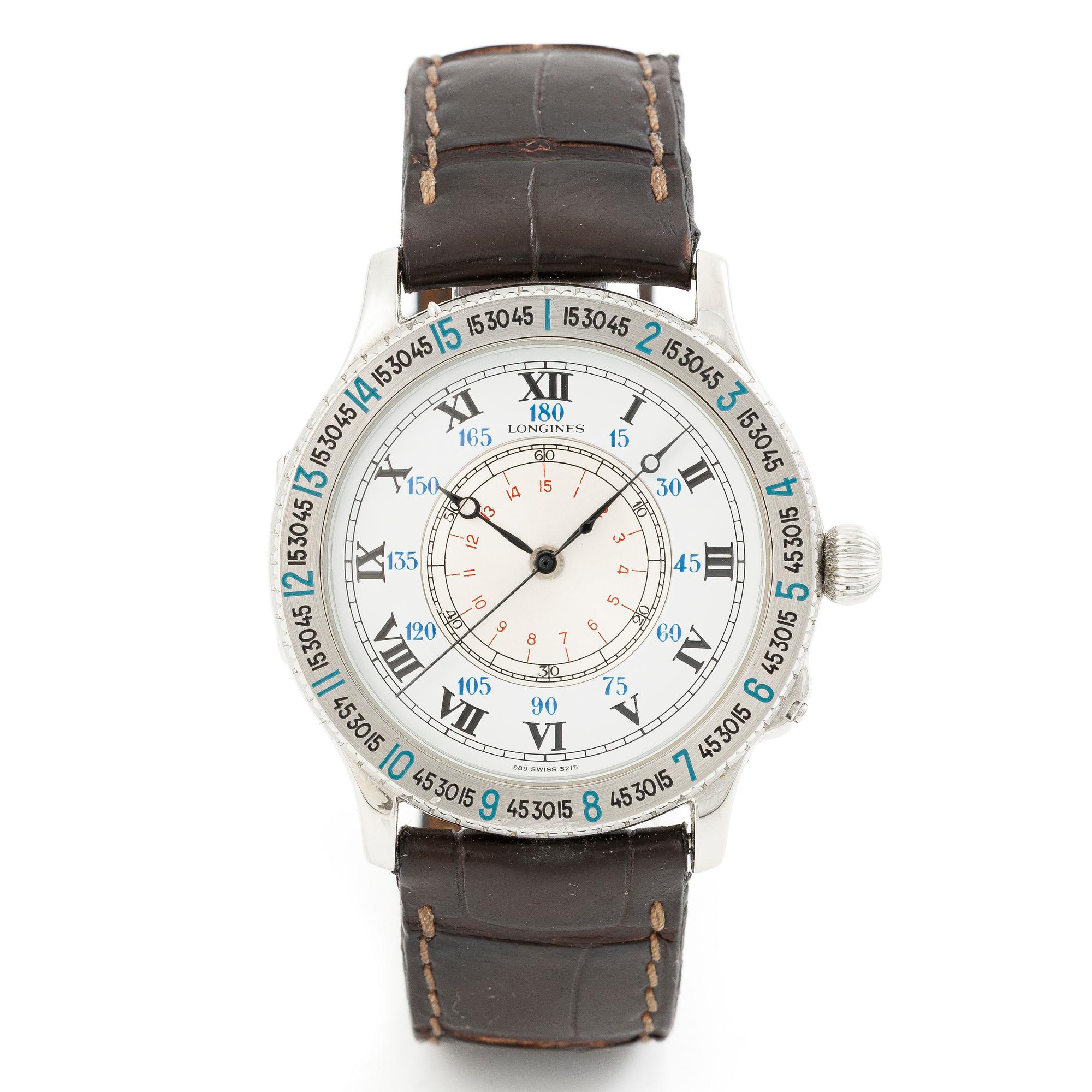 Longines, Hour Angle Watch, designed by Charles Lindbergh, wristwatch, 38 mm.