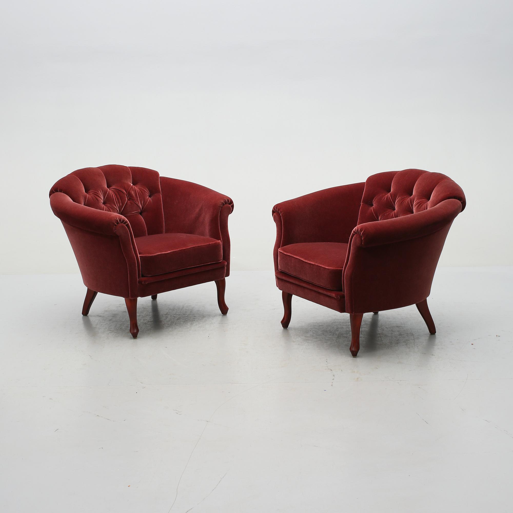 FÅTÖLJER, ett par, Bröderna Andersson, 1900-talets andra hälft.