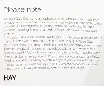 HAY, puff, "antique quilt ottoman".