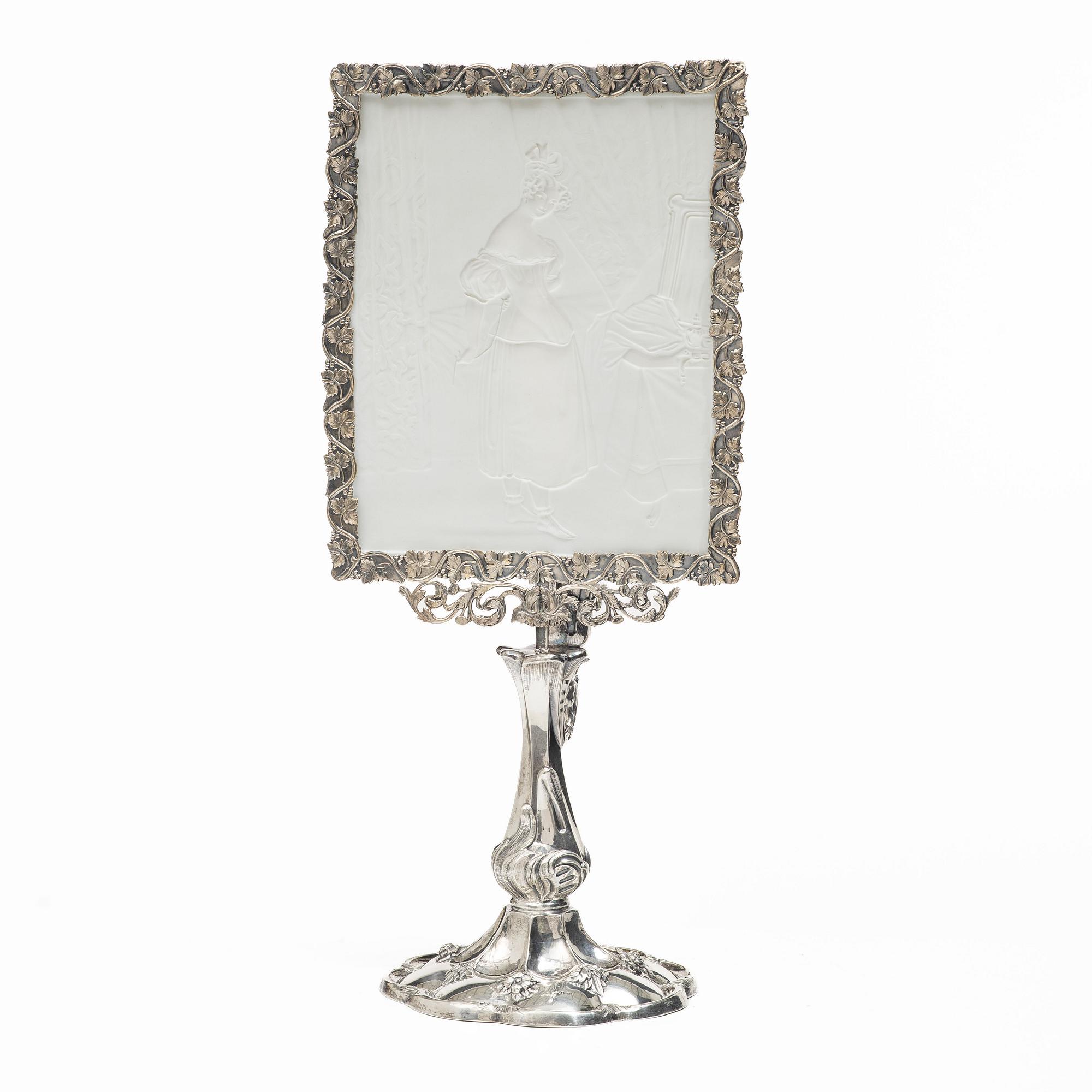 Christian Hammer, a silver liophane-screened reading-candlestick, Stockholm 1864.