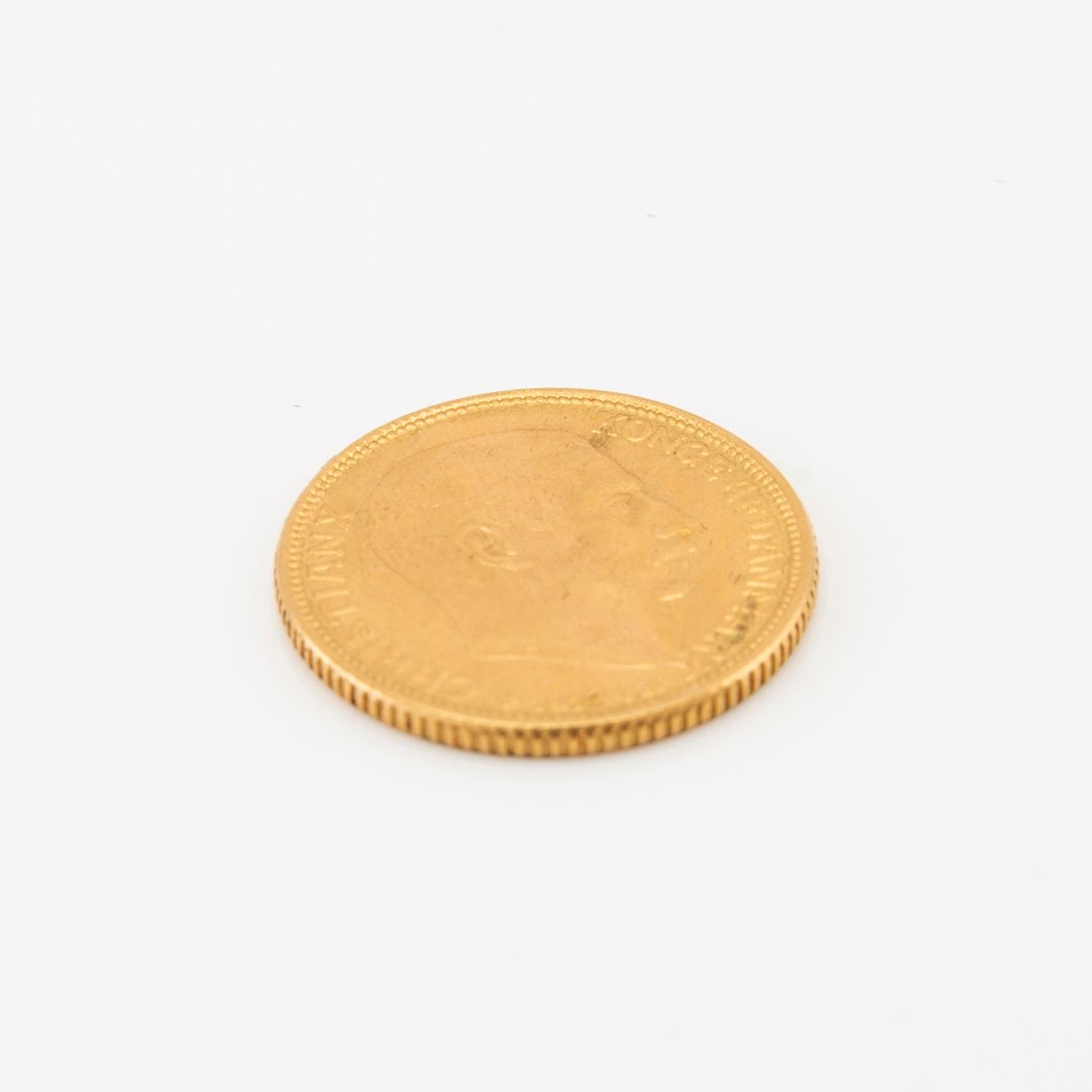 Guldmynt 10 kr Christian X, Danmark 1917.