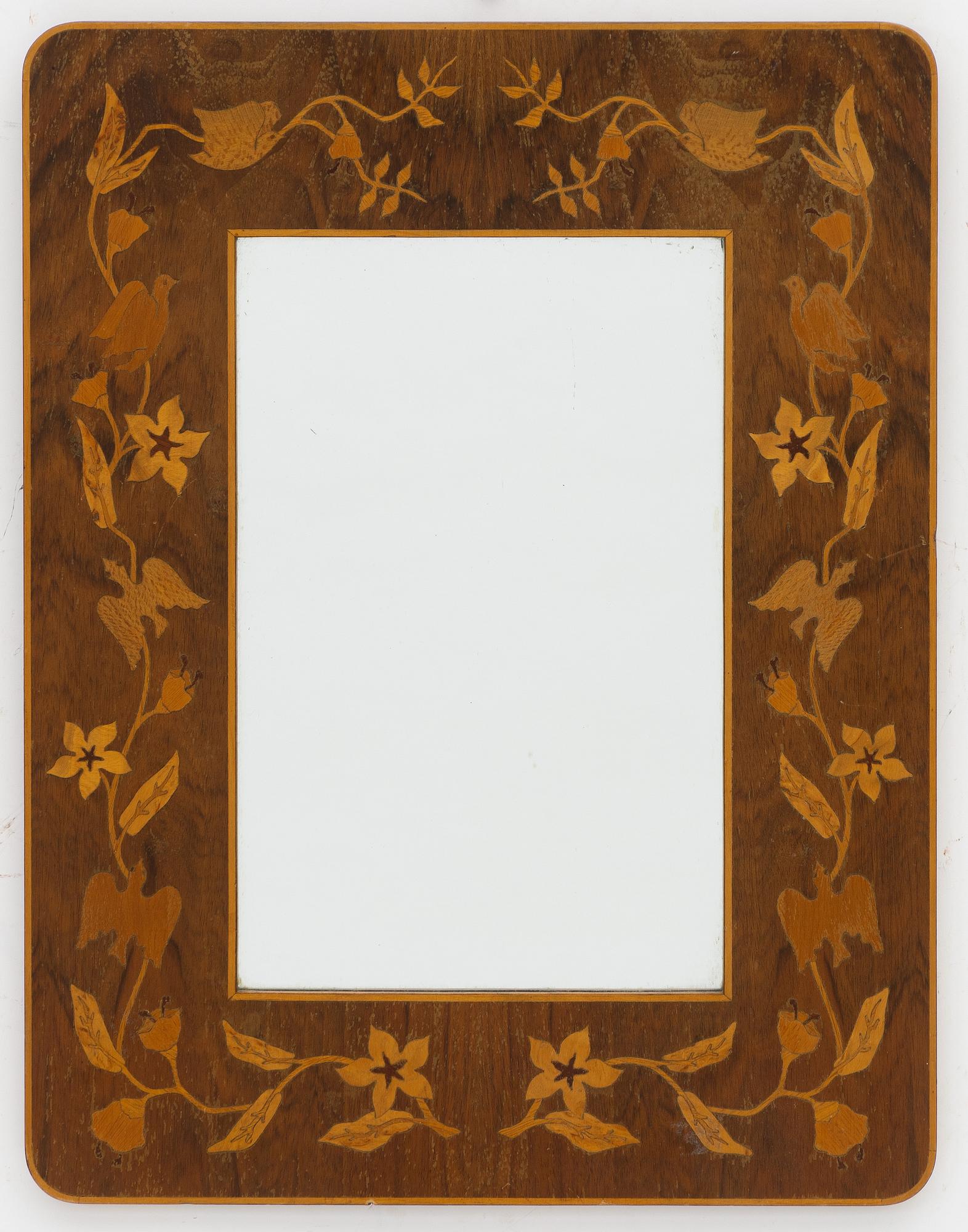 G. Gewall, a 'Doves' wall mirror, Bohus Intarsia, 1930s.