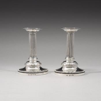 A pair of Swedish 18th century silver candlesticks, Petter Eneroth, Stockhol 1786.