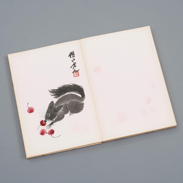 BOK med TRÄSNITT, "Qi Baishi hua ji", utgiven av Rong Bao Zhai xin ji, 1952, illustrerad med 22 färgträsnitt.