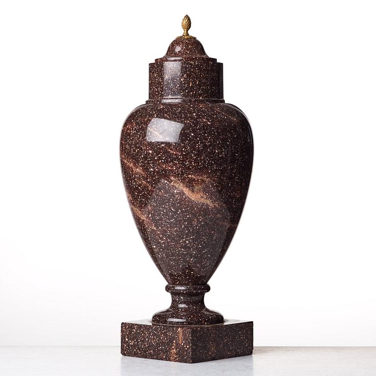 A Swedish early 19th century porphyry urn.