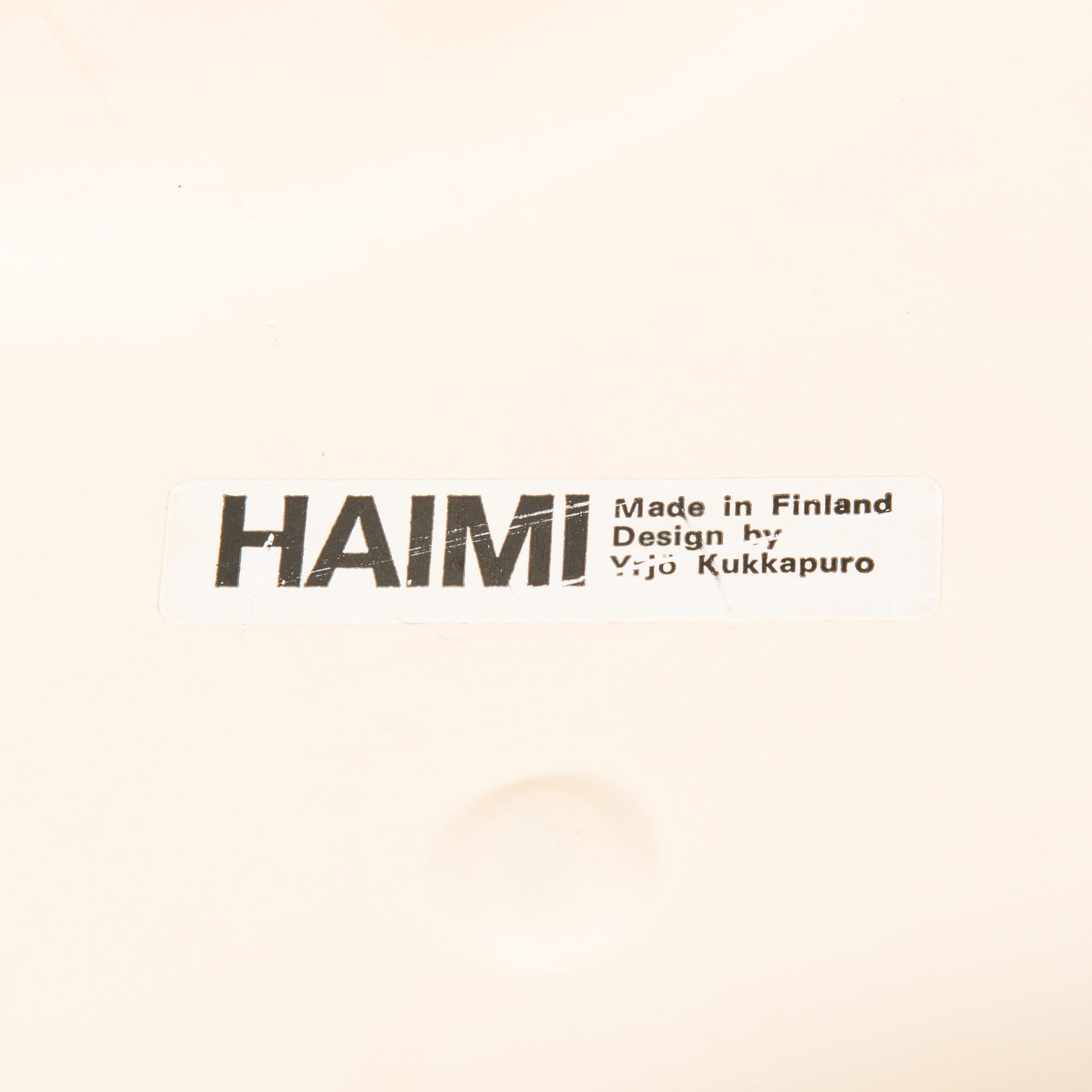 YRJÖ KUKKAPURO, a pair late 1960's '417P' armchairs for Haimi.