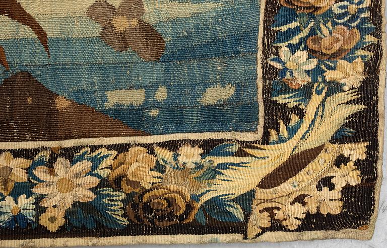 A tapestry, “La poesie pastoral”, tapestry weave, ca 251,5 x 283 cm, after Boucher, France 18th century.