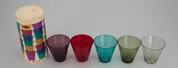 DRICKSGLAS, 5 st, "Kartio" 2744, i Toive-förpackning, Kaj Franck, Notsjö, Finland 1900-talets mitt.