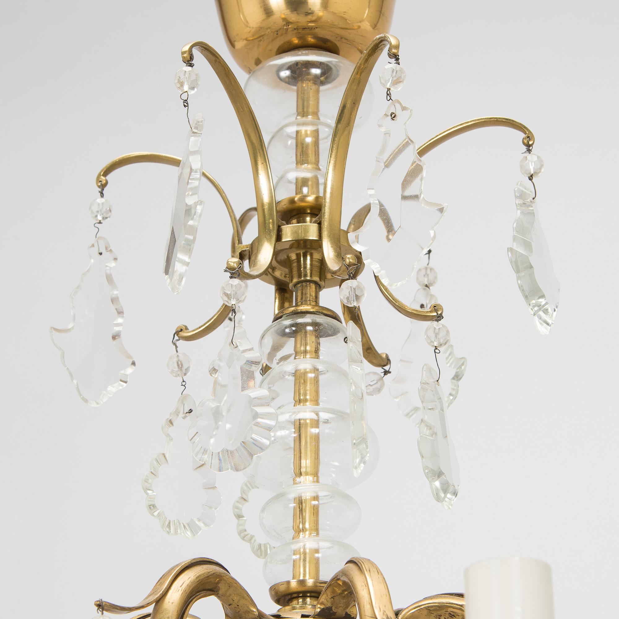 Paavo Tynell, kattokruunu/kristallikruunu, malli 1465/6, Taito 1900-luvun puoliväli.