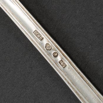 A set of Swedish silver dessert-forks and dessert-spoons, marked GAB, Stockholm 1910's.