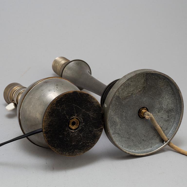BORDSLAMPOR, tenn, 2 st, 1920-/1930-tal.