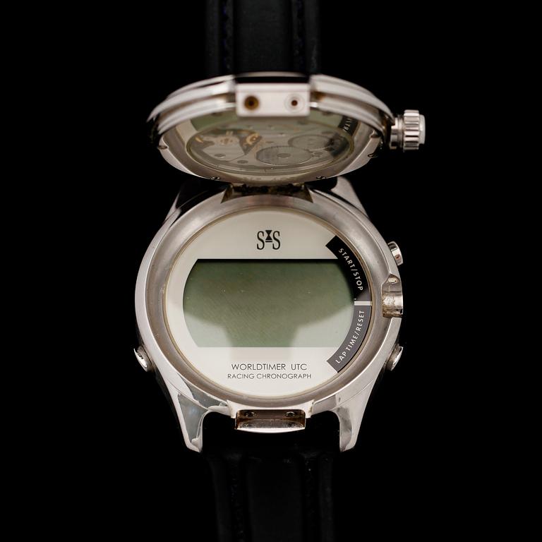 ARMBANDSUR, stål, Sjöö Sandström, Chronolink Worldtimer UTC.
