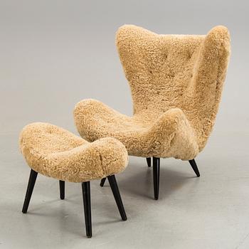 A Nordiska Kompaniet armchair and stool.