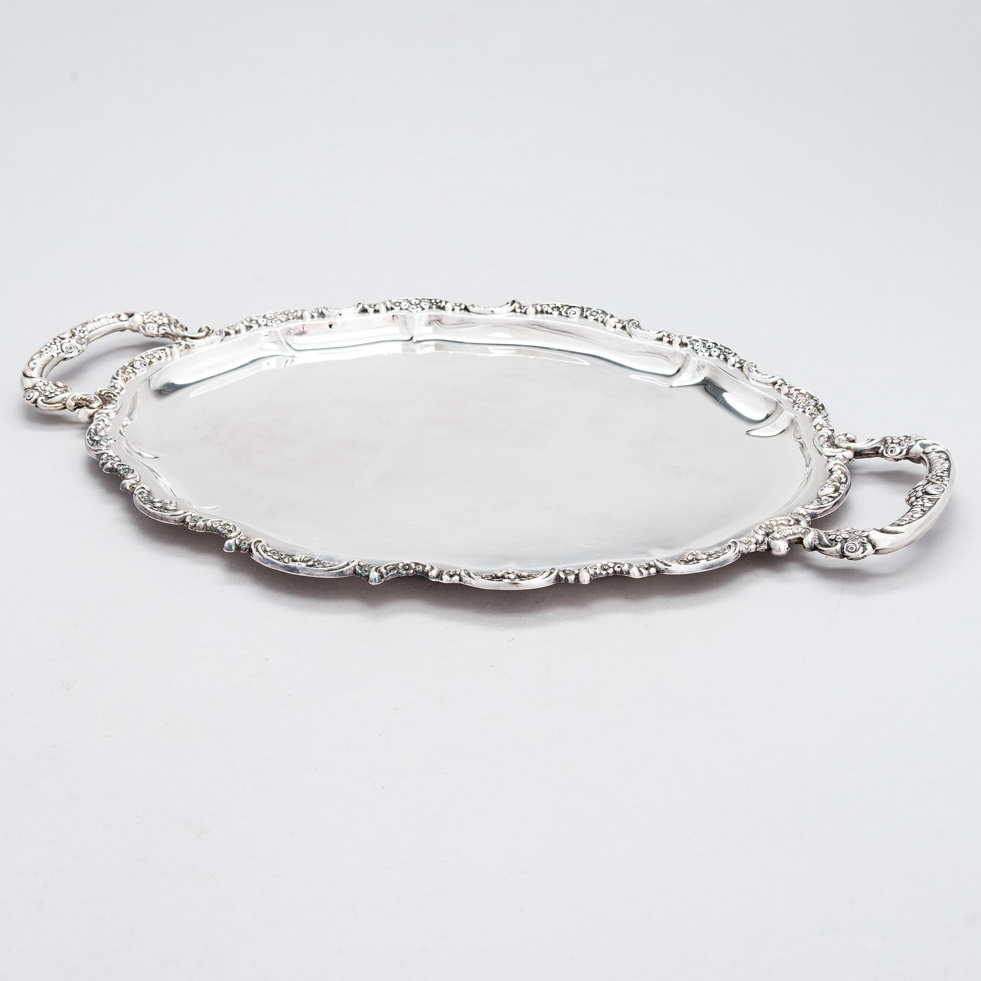 A sterling silver tray, maker's mark of Otto Wolter, Schwäbisch Gmünd, Germany, the latter half of the 20th century.