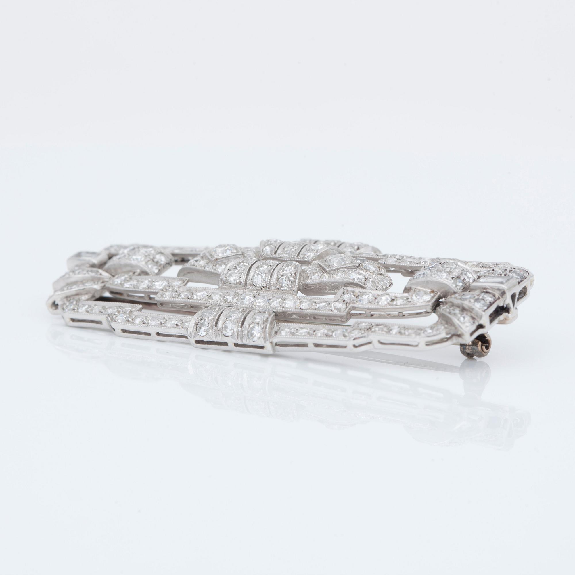 An Art Deco single-cut diamond brooch.
