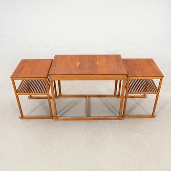 Carl Malmsten, nest of tables, 3 pieces, "Släden".