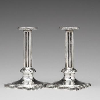 A pair of Swedish 18th century silver candlesticks, mark of Mikael Nyberg, Stockholm 1792.