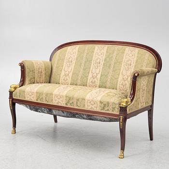 Soffa och 2 fåtöljer, empirestil, 1900-tal.