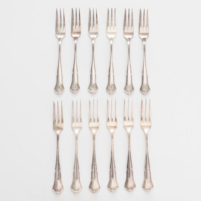 A 74-piece silver cutlery set, 'Chippendale', Kultakeskus, Hämeenlinna 1940-72.
