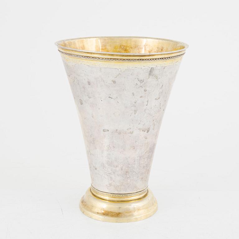 A silver beaker by Petter Lund, Stockholm, Sweden, 1760.