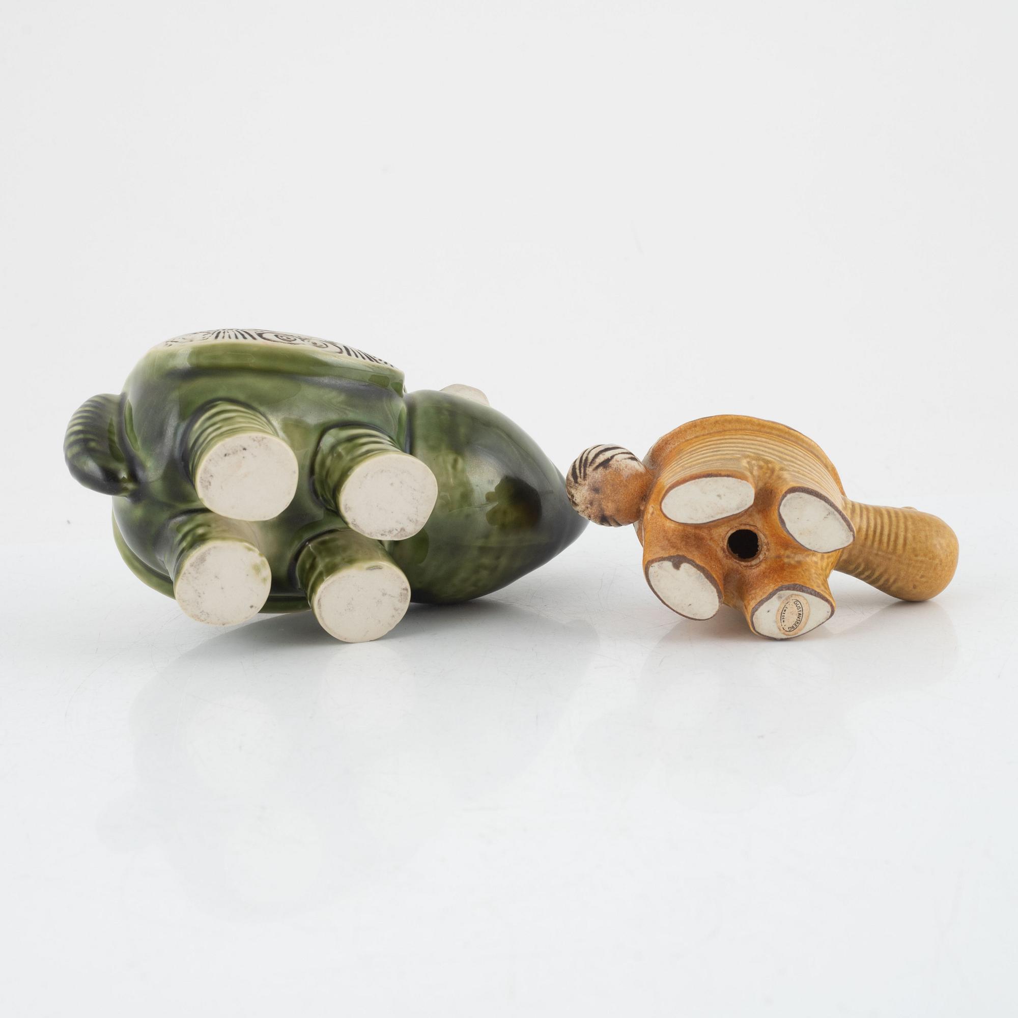 Lisa Larson, two figurines from the 'Jura' series, Gustavsberg, 1971-77.