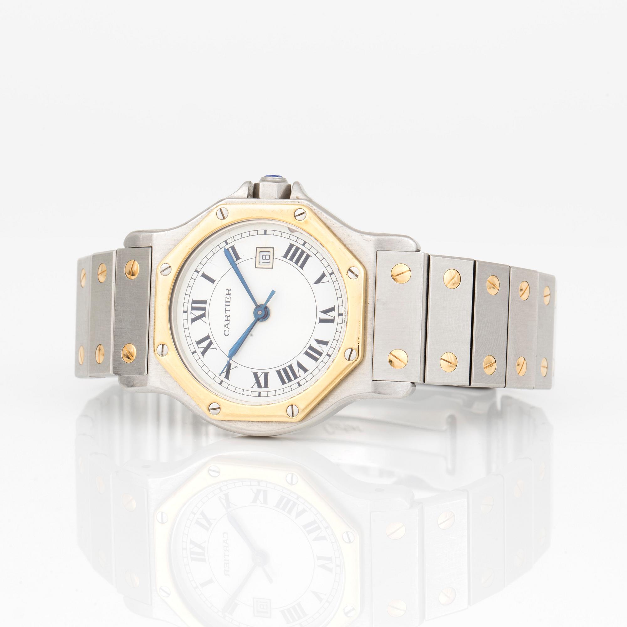 ARMBANDSUR, Santos de Cartier, stål och förgyllt stål.